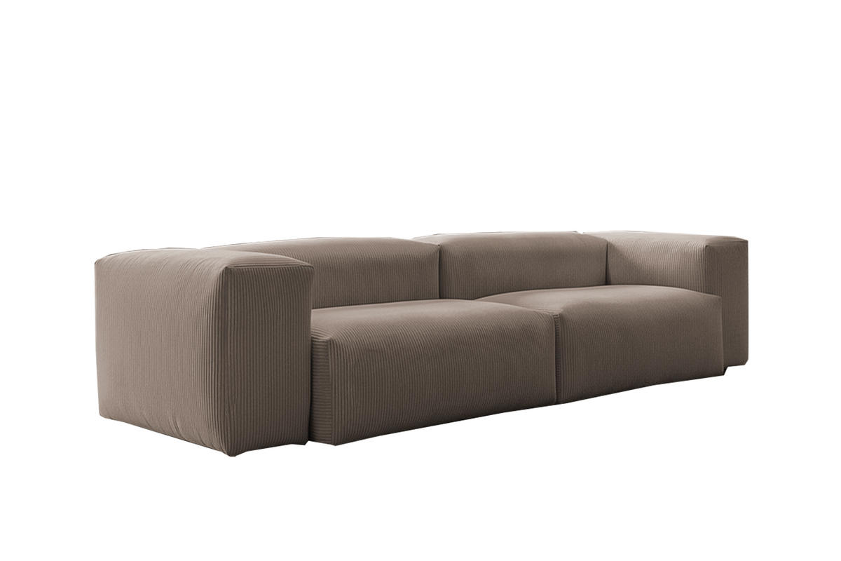 SOFA CELESTE Taupe Cord - Taupe/Schwarz, Kunststoff/Textil (302/72/114cm) - KAWOLA