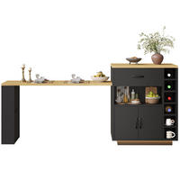 KÜCHENINSEL 80/70/95,5 cm schwarz aus MDF mit Ausziehtisch - Schwarz, Holzwerkstoff (80/95.5/70cm) - OKWISH