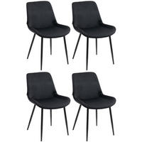 STUHL 4er Set Samt schwarz - Schwarz, Textil/Metall (51/80/60cm) - CLP