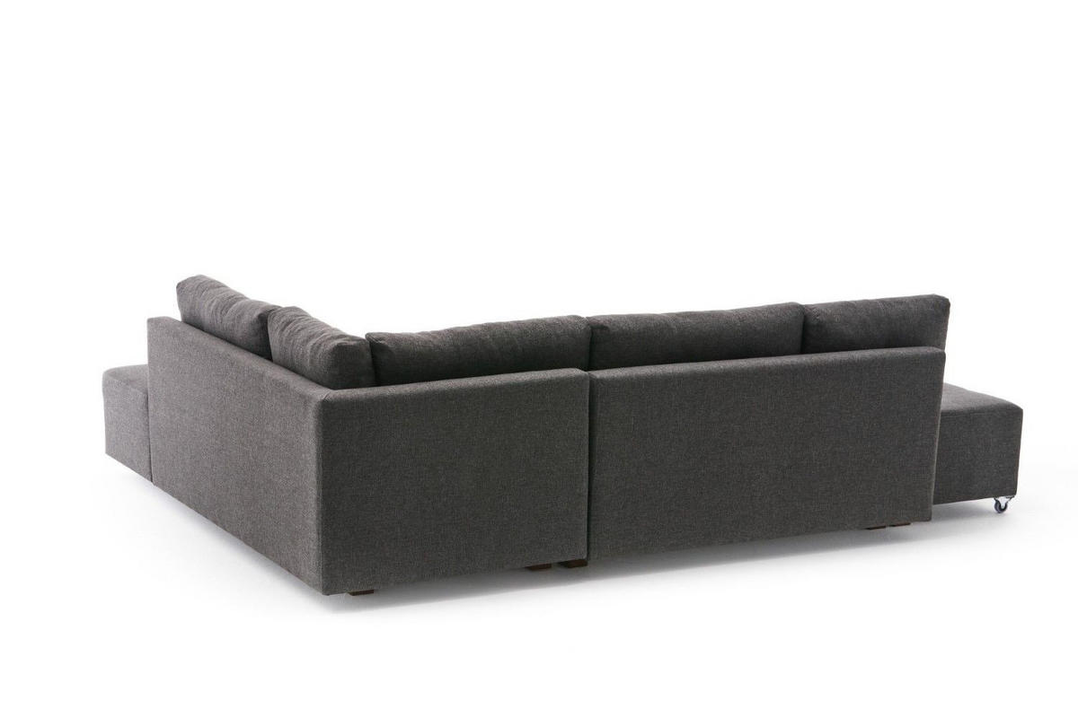 ECKSOFA mit rollbarer Schlaffunktion - Anthrazit/Walnussfarben, Holzwerkstoff/Kunststoff (206/280cm) - myHomelando