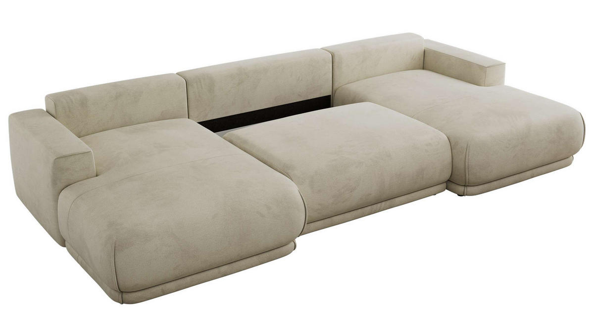 SEDACIA SÚPRAVA RINA U Béžová Zamat - čierna/béžová, textil/plast (360/85/170cm) - MKS