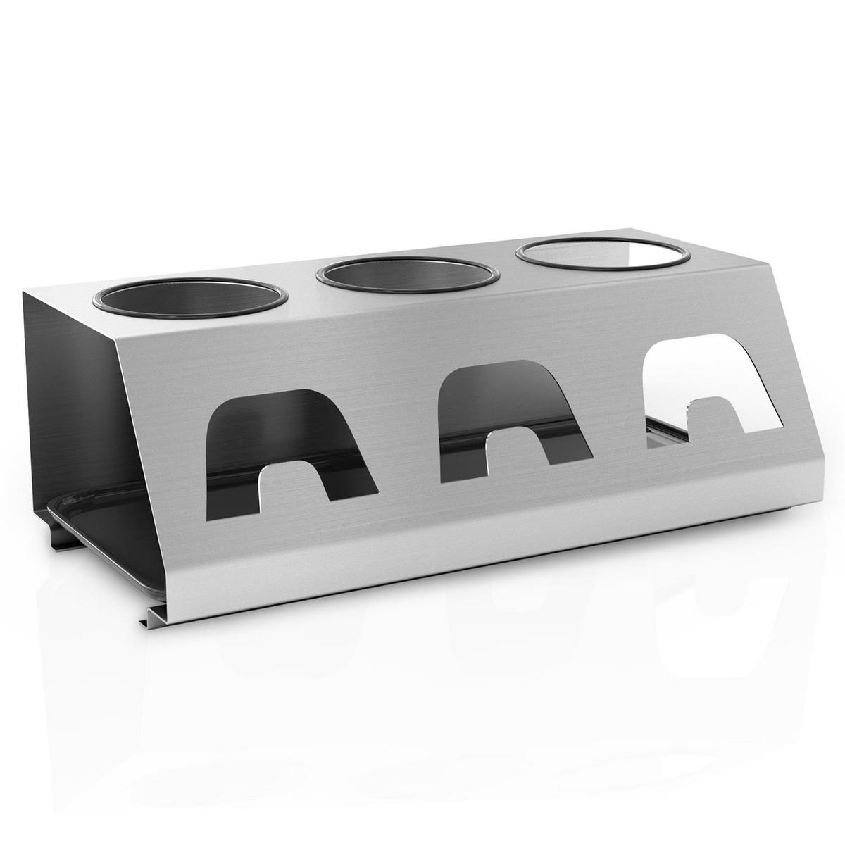 ABTROPFGESTELL für bis zu 3 Flaschen - Silberfarben, Metall (15/11/30cm) - Intirilife