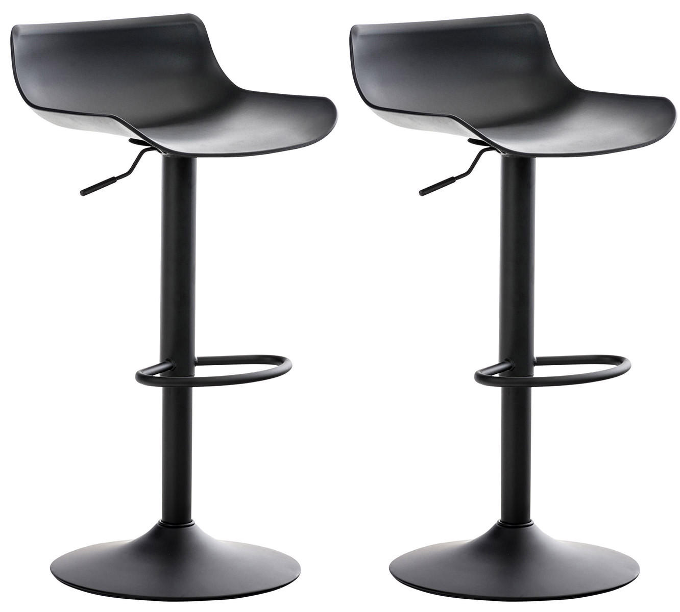 BARHOCKER 2er Set Kunststoff schwarz - Schwarz, Kunststoff/Metall (43/69/44cm) - CLP