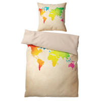 BETTWÄSCHE 2-teilig International Map - Beige, Naturmaterialien (135/200cm) - Sanilo