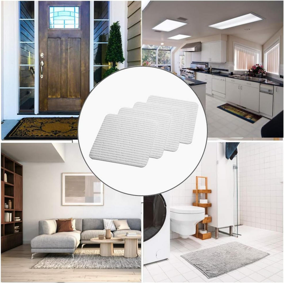 ANTIRUTSCH‑TEPPICHPAD 4 Stück - Creme, Textil (10/10cm) - Kaket