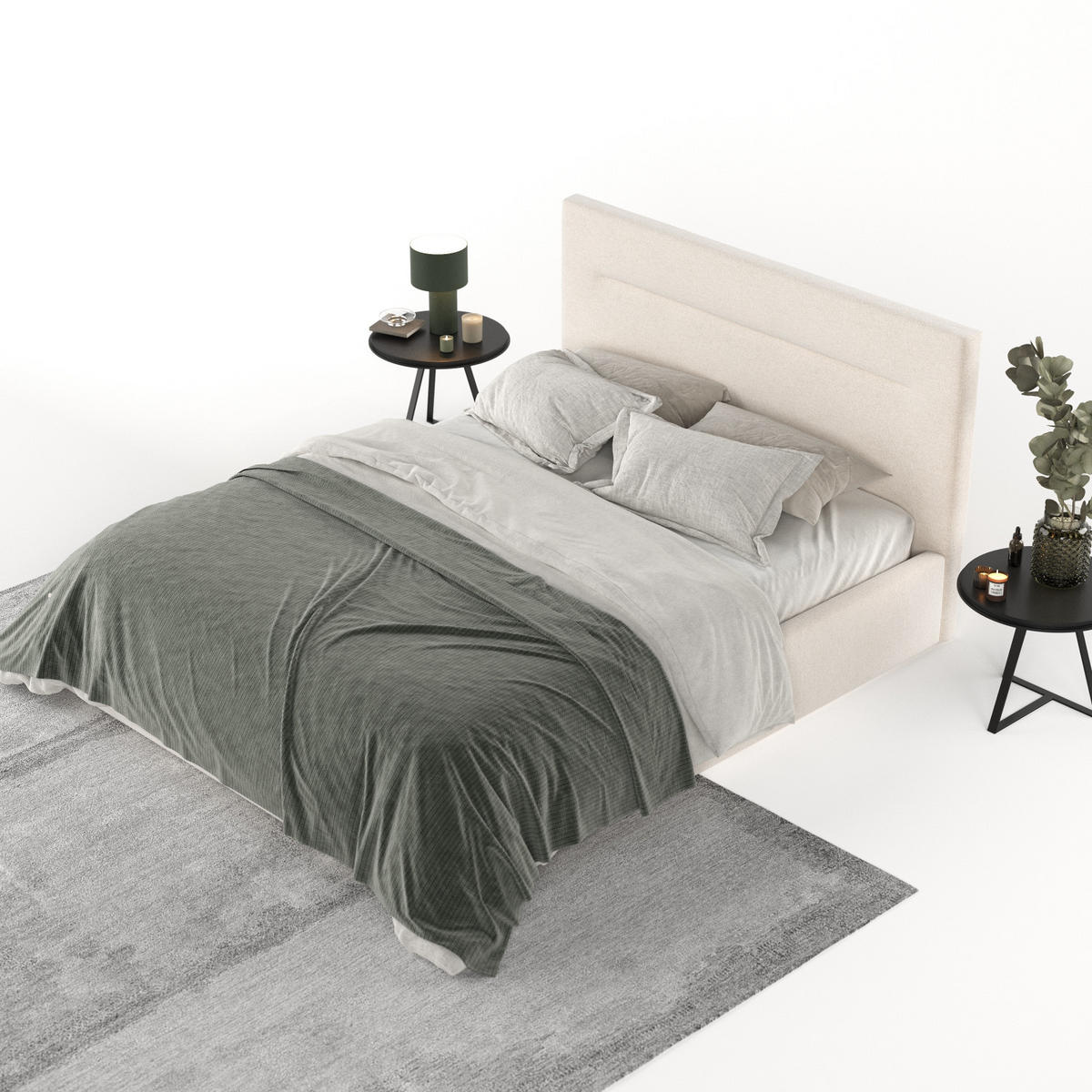 POLSTERBETT Liline 180/200 cm Ecru im Asti Stoff - Ecru/Schwarz, Holz/Holzwerkstoff (180/200cm) - AltaBeds