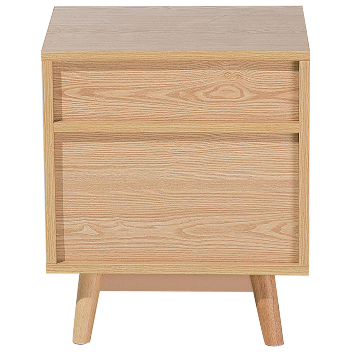 NACHTTISCH heller Holzfarbton 2 Schubladen Fargo - Braun/Weiß, Holzwerkstoff (40/48/30cm) - Beliani