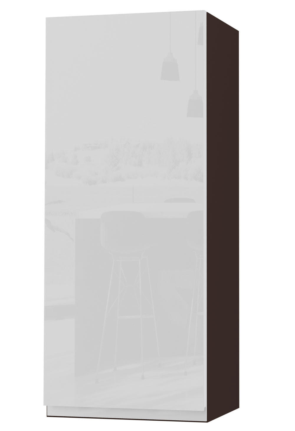 HÄNGESCHRANK Florence W4/40 Lava / RAL 9003 signalweiß HG 40 / 32,5 / 96cm - Türanschlag links - Dunkelgrau/Weiß Hochglanz, Holz/Holzwerkstoff (40/96/32.5cm) - Feldmann-Wohnen
