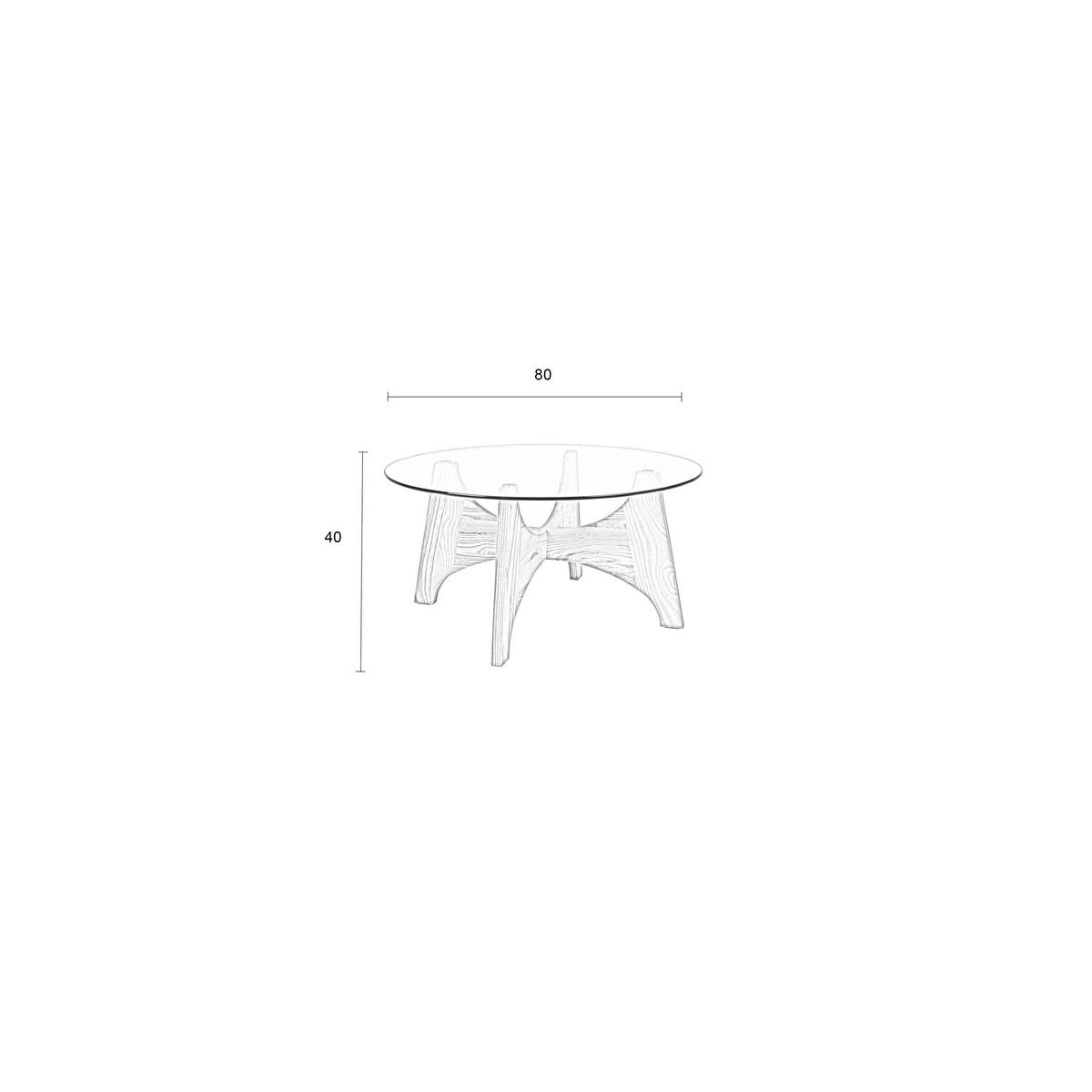 COUCHTISCH Kobe Rund 80 cm - Beige, Glas (80/80/40cm) - Zuiver