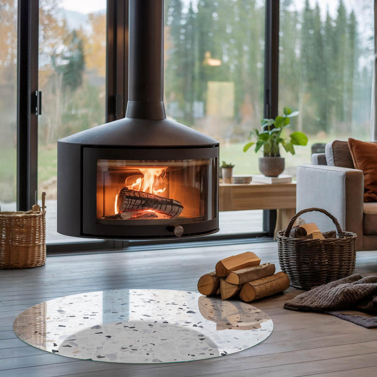 GLASPLATTE für Kamin Ø 100 cm - Weiß, Glas (100/100/0.4cm) - TULUP