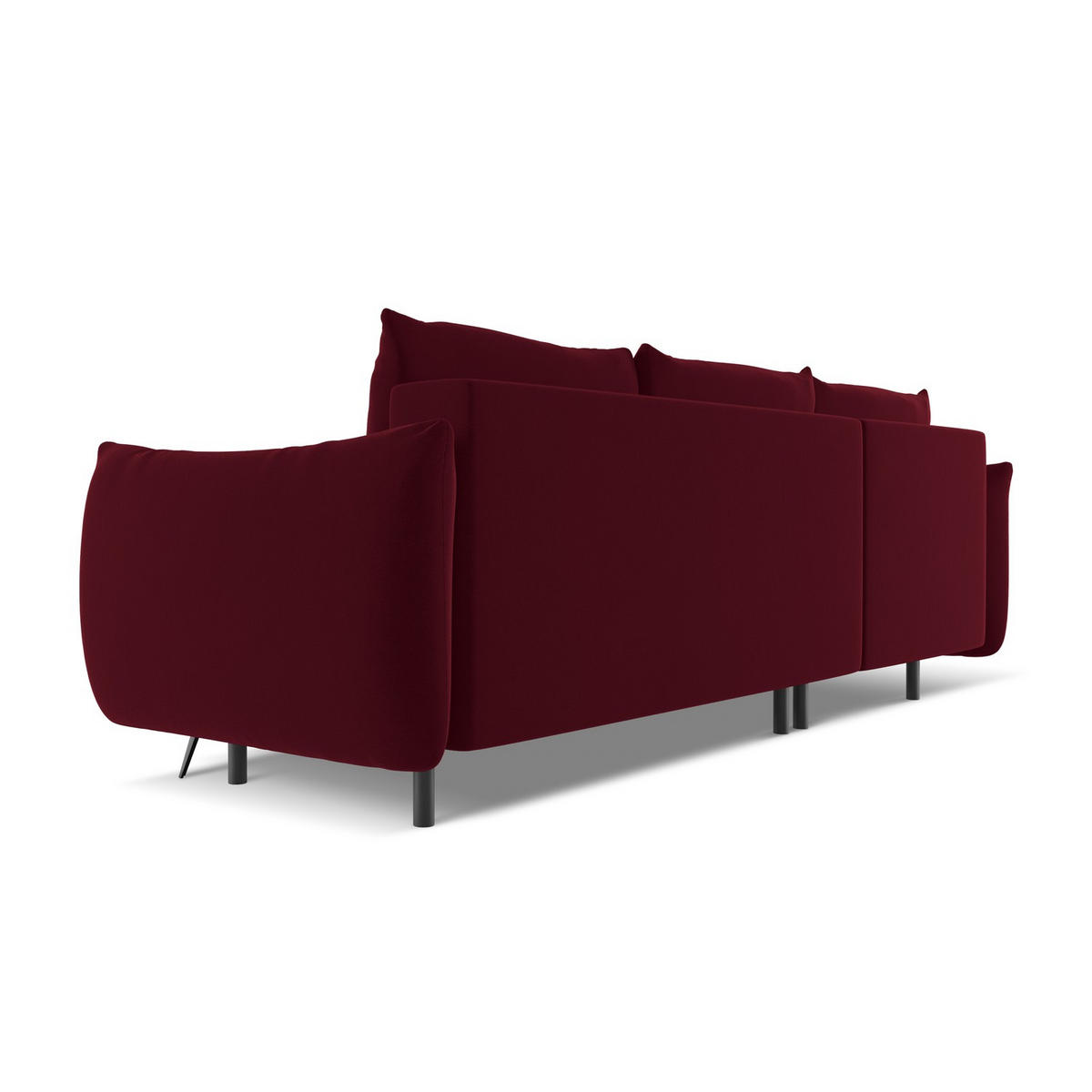 ECKSOFA mit Schlaffunktion Samt Stoff Rot - Bordeaux/Rot, Textil/Metall (162/242cm) - Makamii