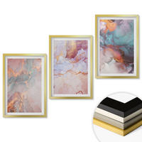 WANDBILDER 3er Set - 40x60 cm Goldrahmen - Abstrakte Pastellmuster - Goldfarben, Kunststoff (40/60cm) - ArtPrintCave