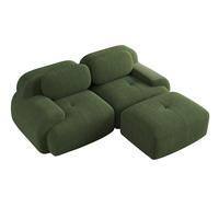 ECKSOFA DE-34025 modular mit gebogenen Armlehnen Grün - Grün, Textil (178/208cm) - ComfortXL