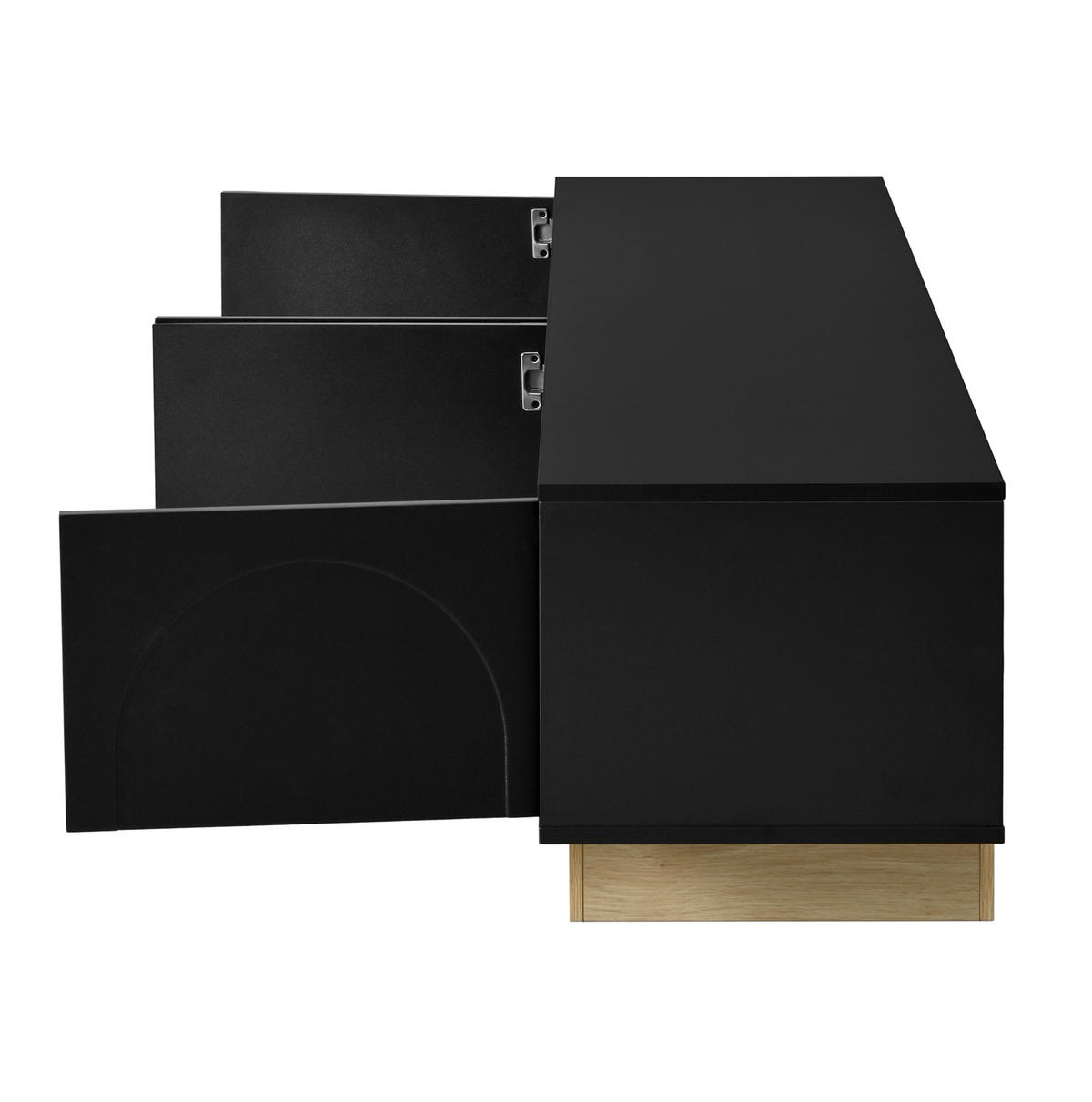 TV-LOWBOARD 175/40/41,5 cm schwarz aus MDF mit Push-to-Open - Schwarz, Holzwerkstoff (40/41.5/175cm) - OKWISH