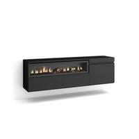 TV-SCHRANK schwarz, mit Elektrokamin, Hängend, 150/35/45cm - Anthrazit/Schwarz, Holzwerkstoff (150/45/35cm) - Skraut Home