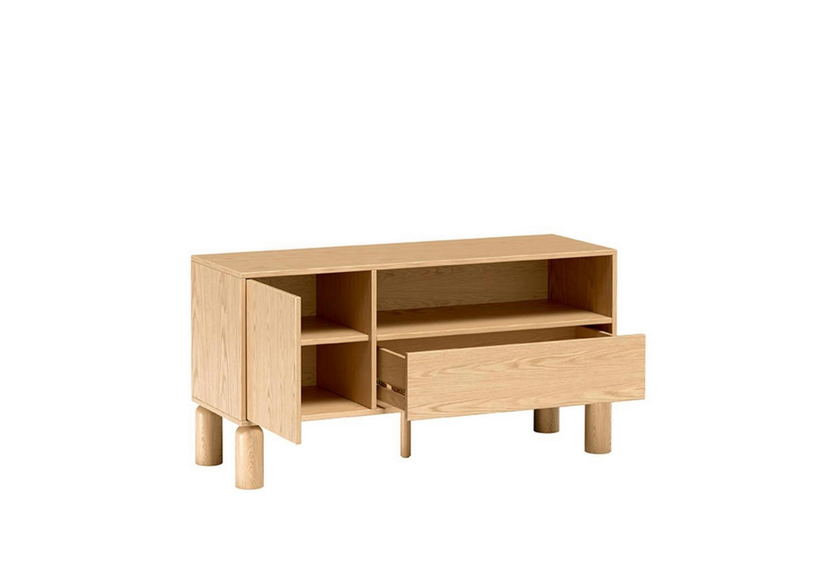 RTV-SCHRANK Sanden Eiche, TV-Tisch mit Schublade - Eichefarben, Holzwerkstoff (120/62/41cm) - Bettso