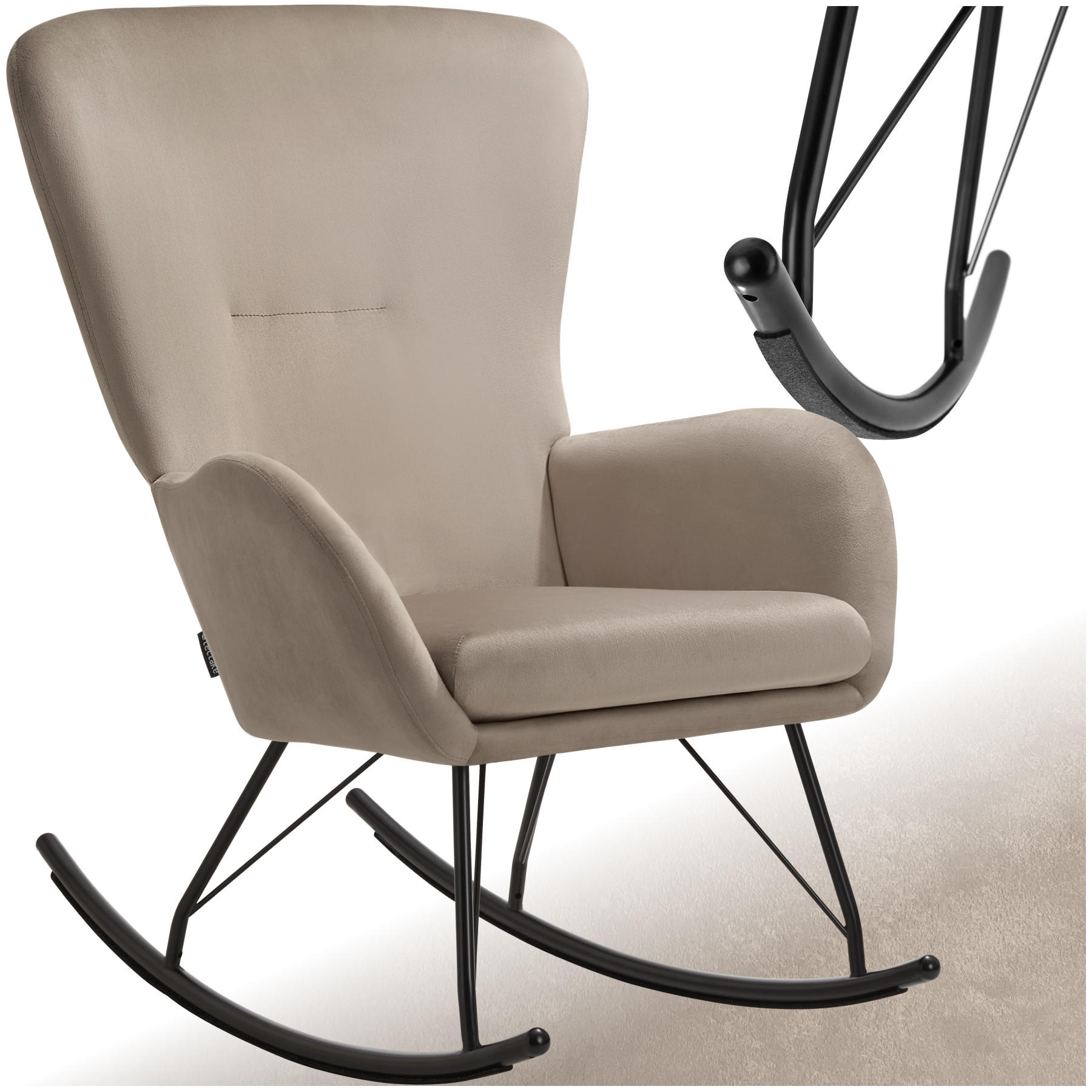 SCHAUKELSTUHL Swing,70 x 93 x 100 cm, Belastbarkeit 120 kg,schwarz/taupe - Taupe/Schwarz, Kunststoff (70/100/93cm) - tectake
