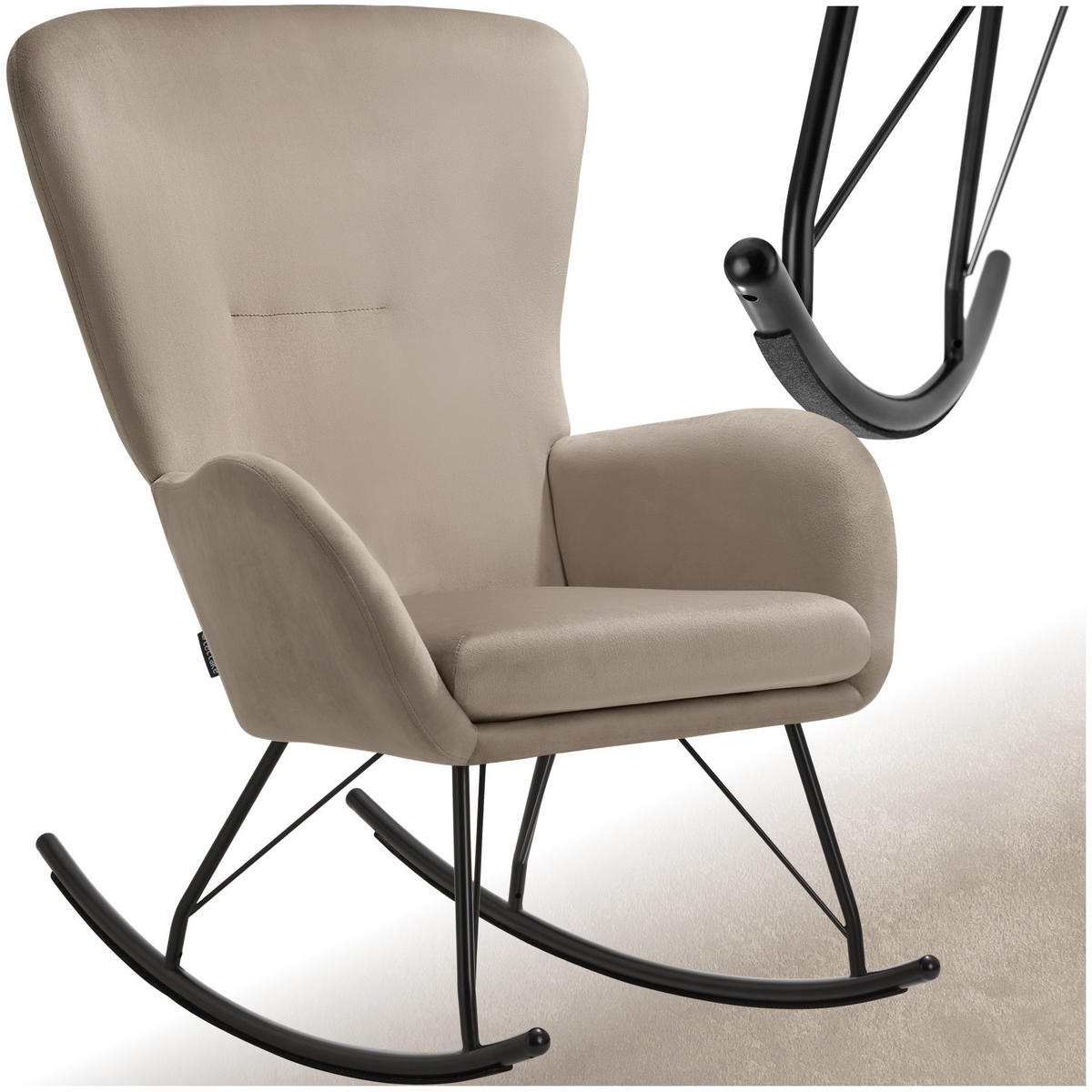 SCHAUKELSTUHL Swing,70 x 93 x 100 cm, Belastbarkeit 120 kg,schwarz/taupe - Taupe/Schwarz, Kunststoff (70/100/93cm) - tectake