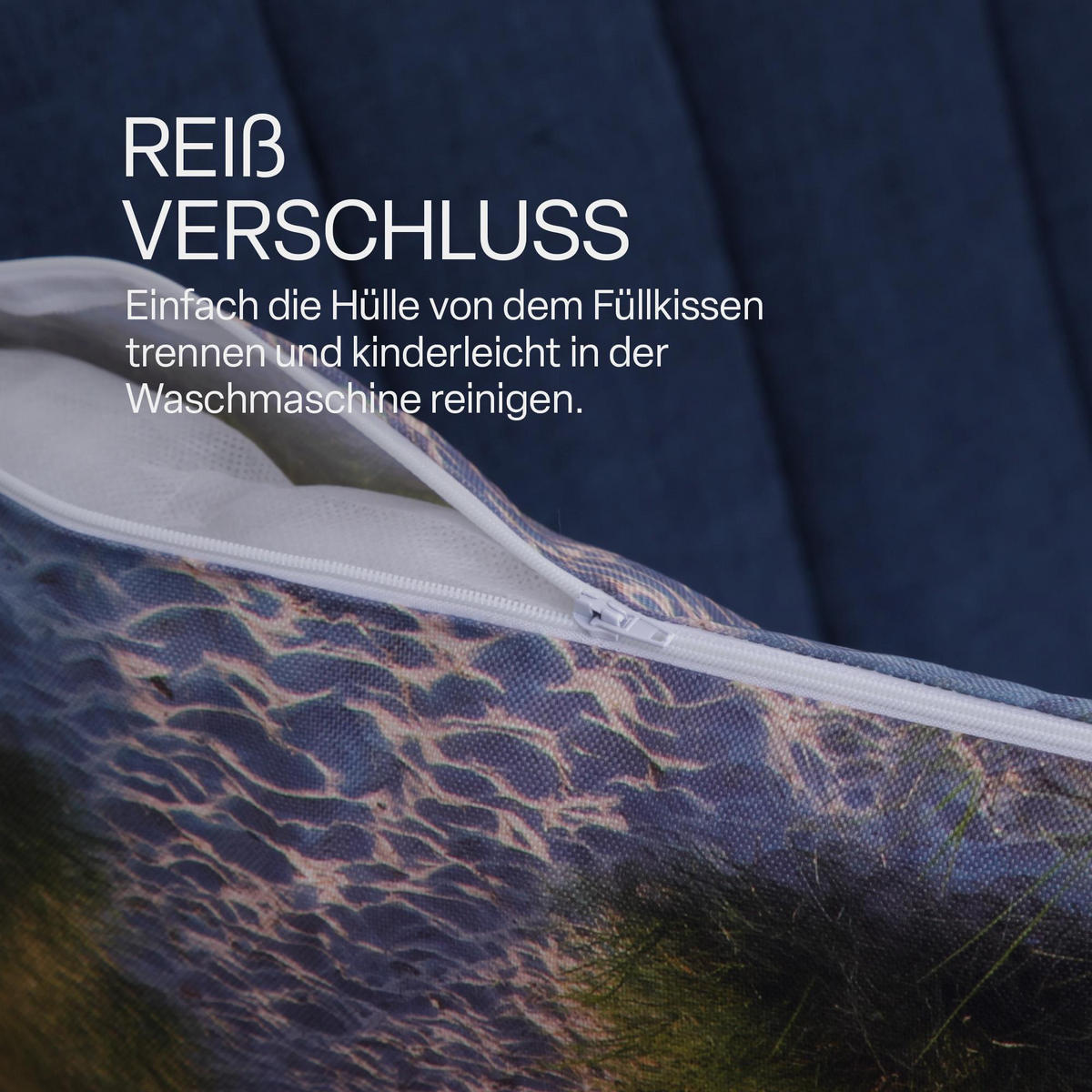 OUTDOORKISSEN 45x45 cm wasserabweisend "Ankerplatz" 1er-Pack - Blau/Grün, Kunststoff (45/45cm)
