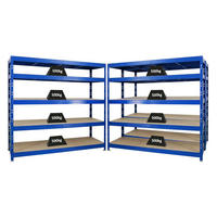 SCHWERLASTREGAL Rhino 3er-Set mit 3x 180x200x60 cm 5 Spanplatten-Ebenen 8mm Fachlast 500 kg Blau - Blau, Metall (600/180/60cm) - PROREGAL