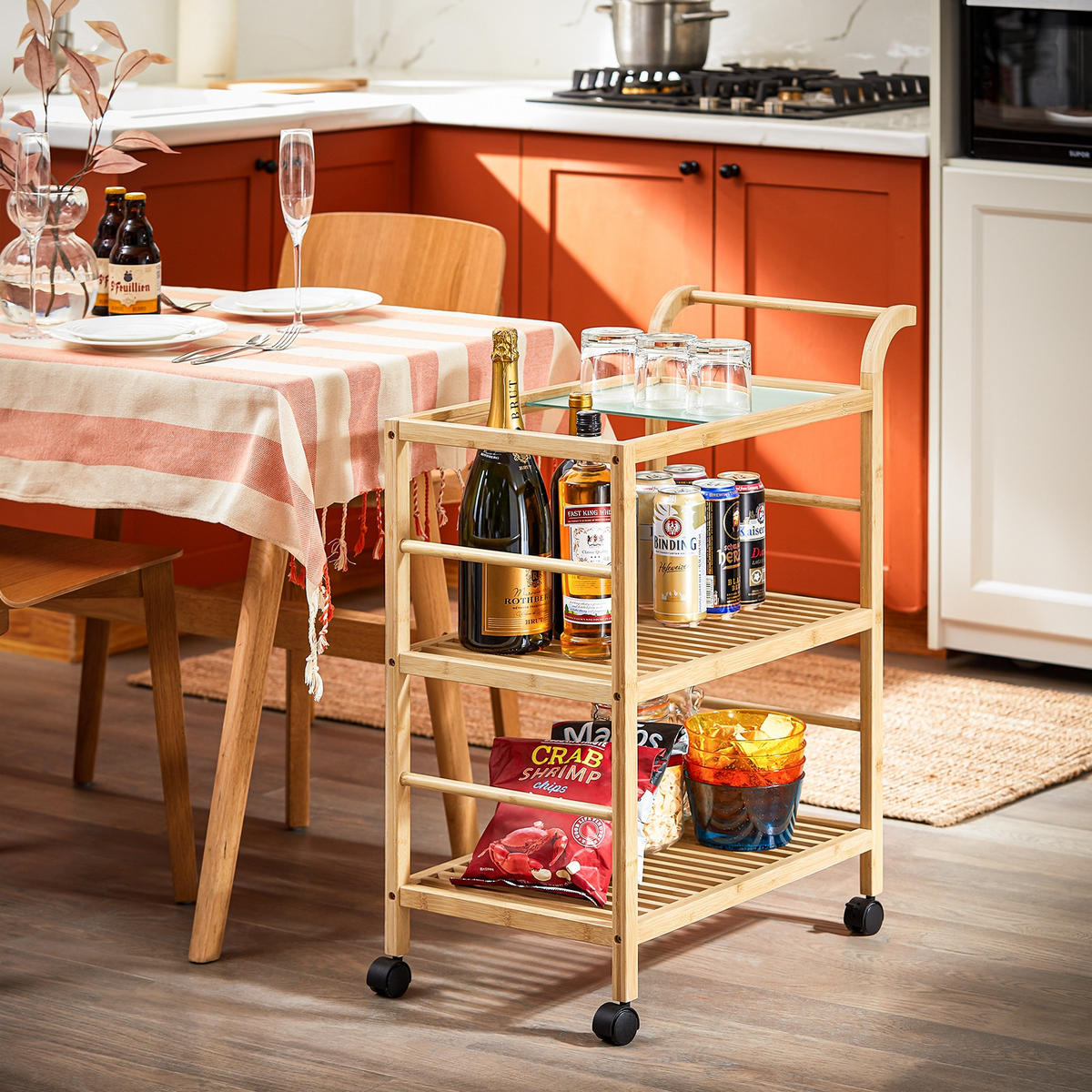 SERVIERWAGEN Natur - Naturfarben, Holz (65/80/35cm) - SoBuy