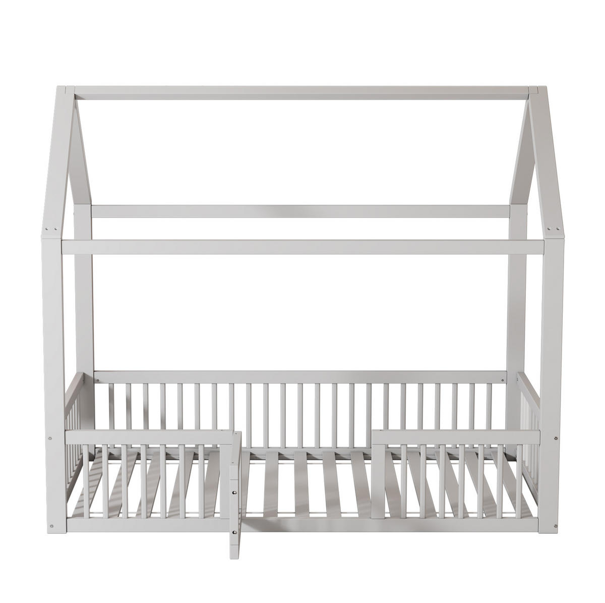 KINDERBETT 90/200 cm mit Sicherheitsgitter und Tür, aus Kiefern, Hausbett, Weiß - Weiß, Holzwerkstoff (90/200cm) - Redom