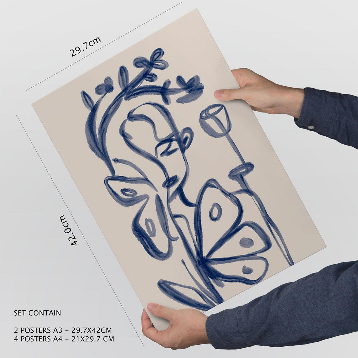 POSTER Set Mit 6 Junge Abstrakt feminin Größe A3 & A4 Rahmenlos - Klar, Papier (29.7/1cm) - Nacnic