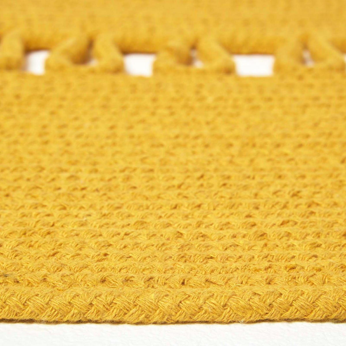 TEPPICH geflochten rund mit Häkel-Muster 150 cm - Currygelb, Textil (150/150cm) - Homescapes