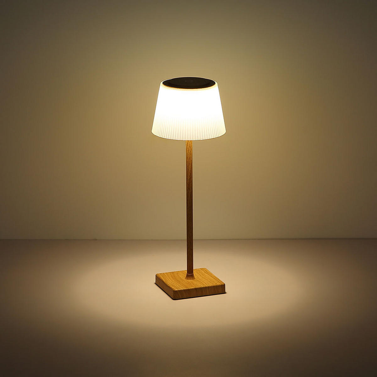LED TISCHLEUCHTE Holzoptik Braun - Braun, Kunststoff (13/13/38cm) - Globo Lighting