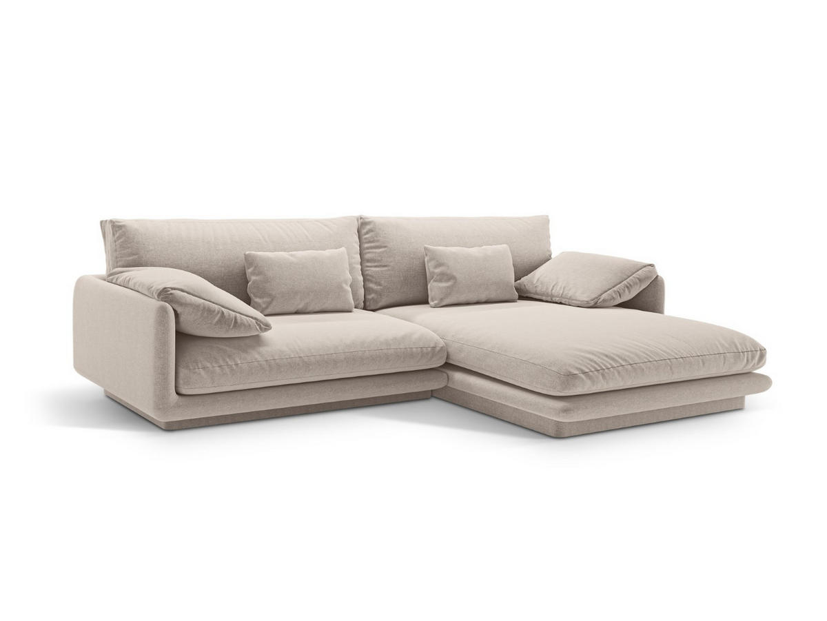 ECKSOFA rechts Torino aus strukturiertem Stoff leichtes beige 4 Sitzplätze - Creme, Textil (170/250cm) - Micadoni