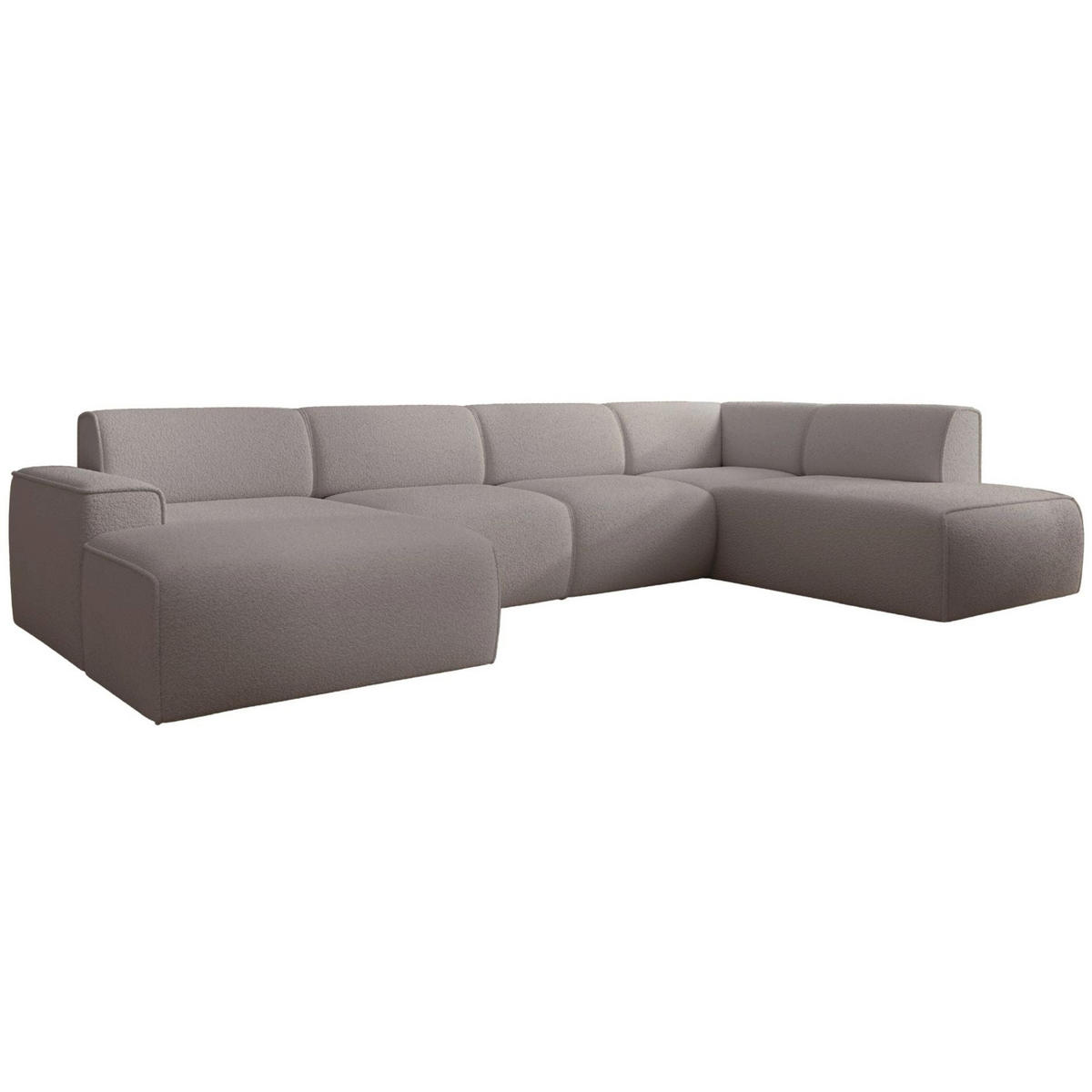 WOHNLANDSCHAFT Bouvi Graubraun rechts - Graubraun/Schwarz, Kunststoff/Textil (220/378cm) - Selsey