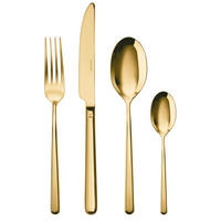 BESTECKSET Linear - Gold - 24-teilig / 6 Personen - Goldfarben, Metall - Sambonet
