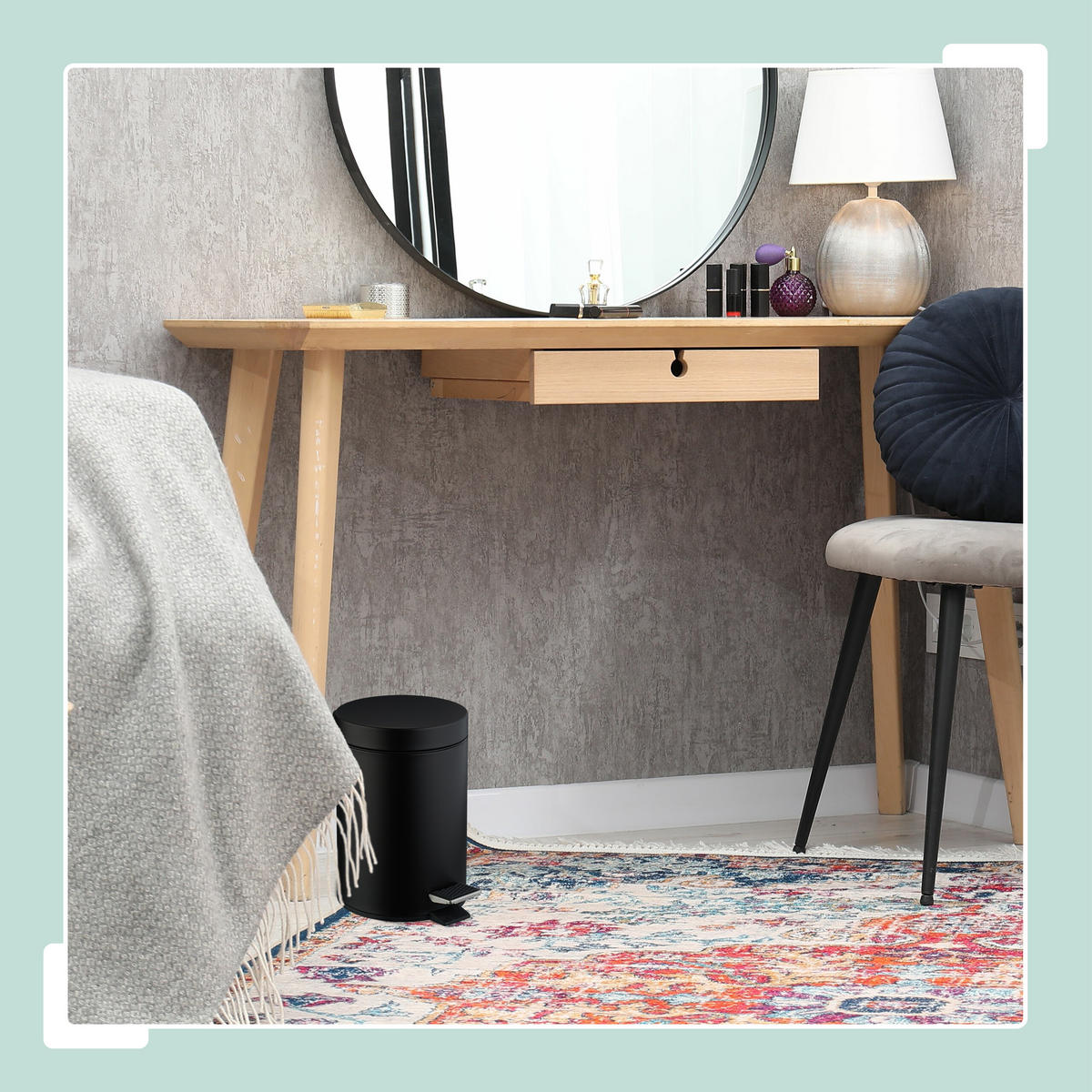 KOSMETIKEIMER - Schwarz, Kunststoff/Metall (17/25/23cm) - Relaxdays