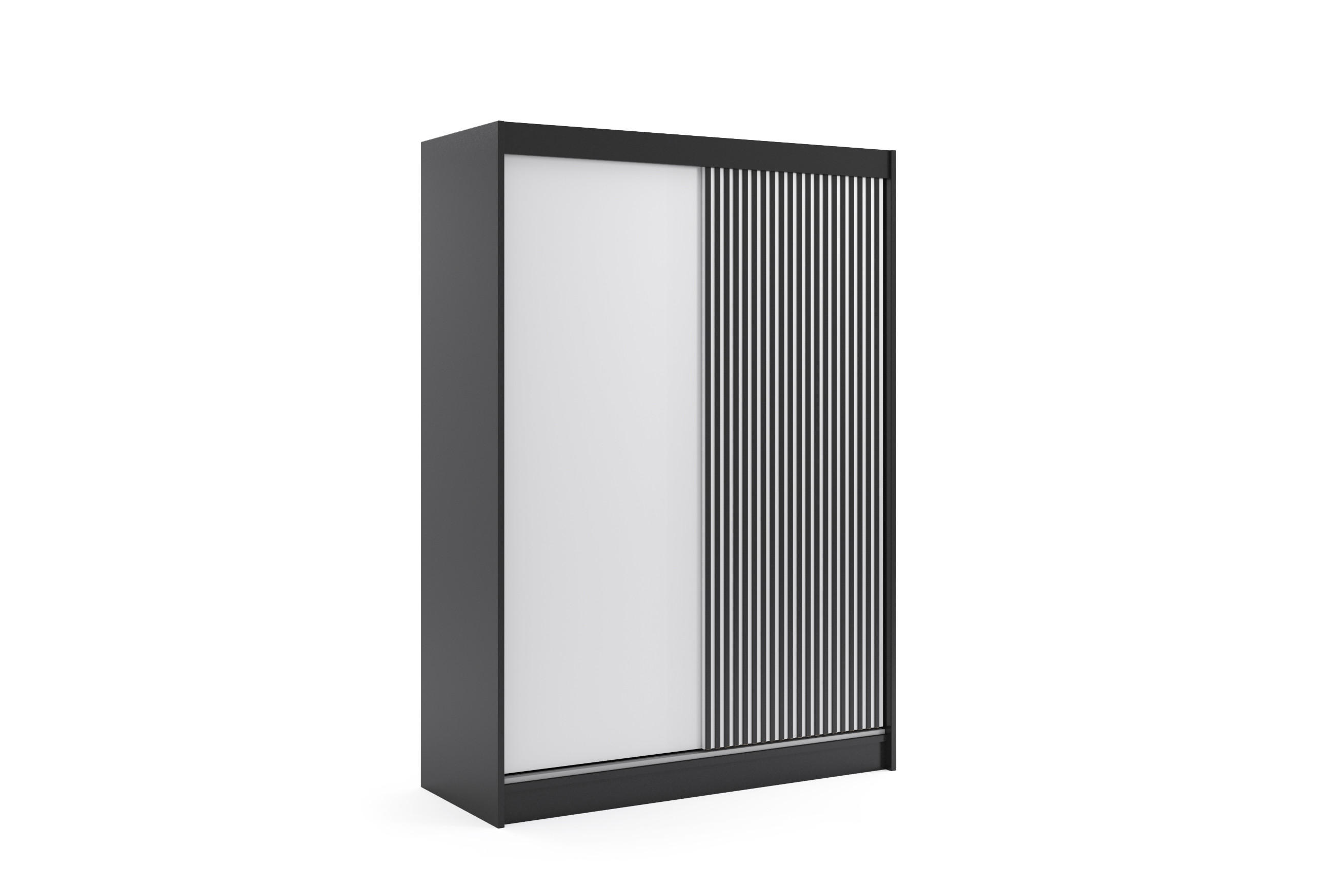 KLEIDERSCHRANK VILAN mit Lamel/LED - 150 cm - Schwarz - Schwarz, Holzwerkstoff (150/215/61cm) - ALTDECOR