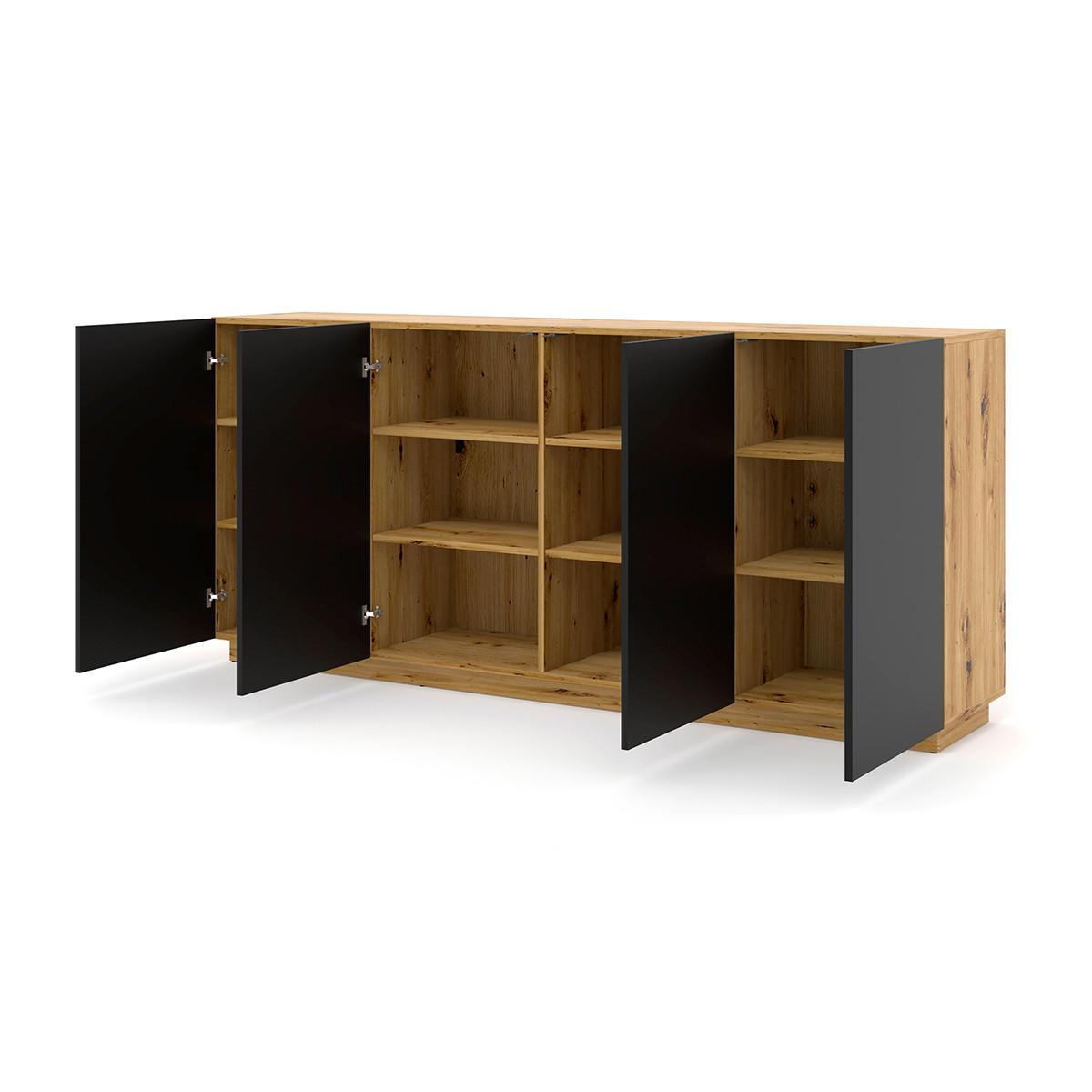 SIDEBOARD Aurus Holz und Schwarz - Schwarz, Holzwerkstoff (198/89/41cm) - Petits-meubles