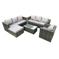 GARTENMÖBELSET Polyrattan 8-Sitzer - Dunkelgrau, Metall - Fimous