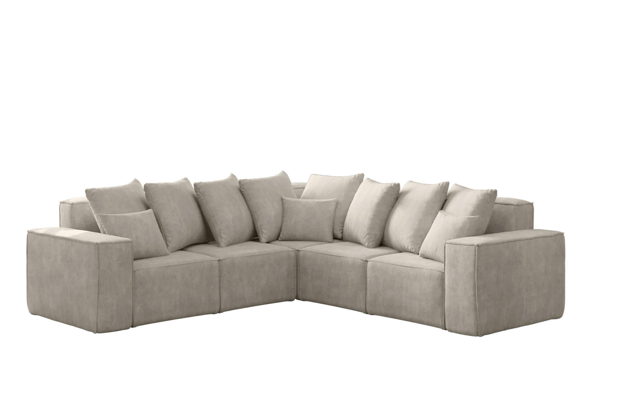 ECKSOFA Corner Ella Stoff Noel Velours Hellgrau - Hellgrau, Holz/Textil (246/246cm) - Kaiser Möbel