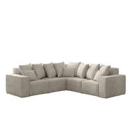 ECKSOFA Corner Ella Stoff Noel Velours Hellgrau - Hellgrau, Holz/Textil (246/246cm) - Kaiser Möbel
