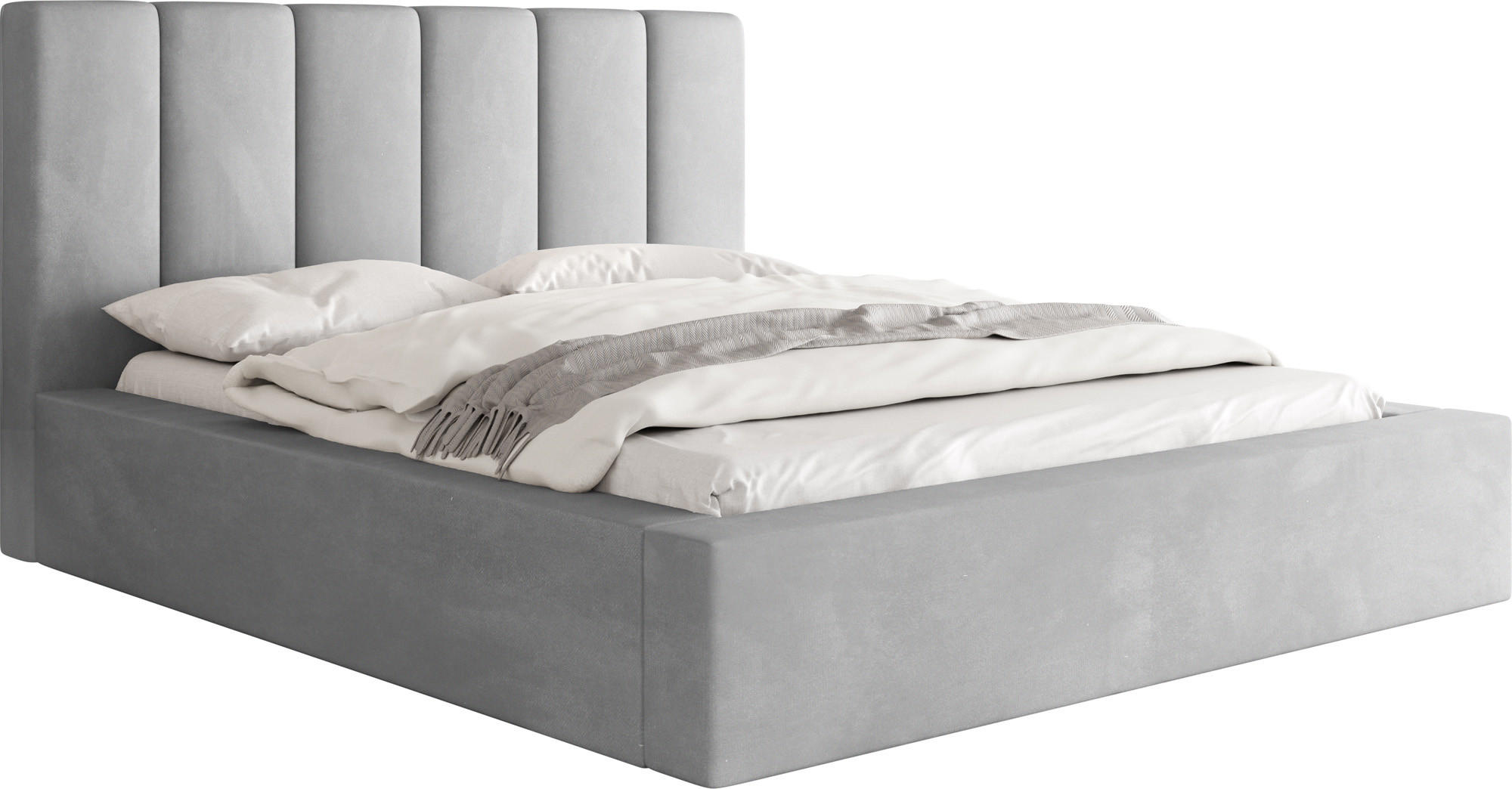 POLSTERBETT Amira mit Bettkasten, Grau Samt 180x200 cm - Birkefarben/Schwarz, Holz/Holzwerkstoff (180/200cm) - WFL GROUP