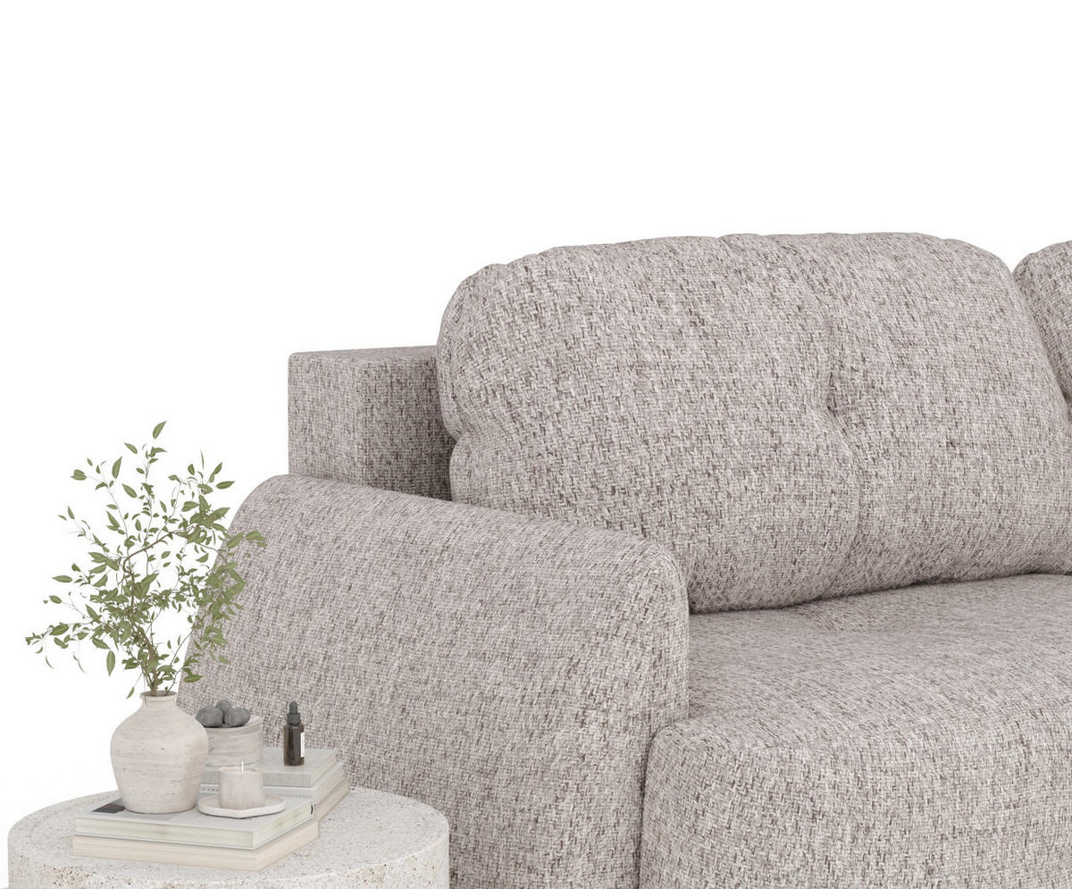 SCHLAFSOFA Loca Hellbraun Webstoff - Hellbraun/Schwarz, Holz/Holzwerkstoff (248/92/103cm) - Maison de Reve