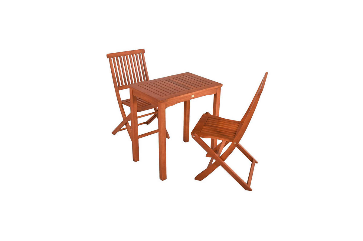 BALKONMÖBEL-SET Lubeck 3-teilig Gartenmöbel-Set - Braun, Holz - DELUKE