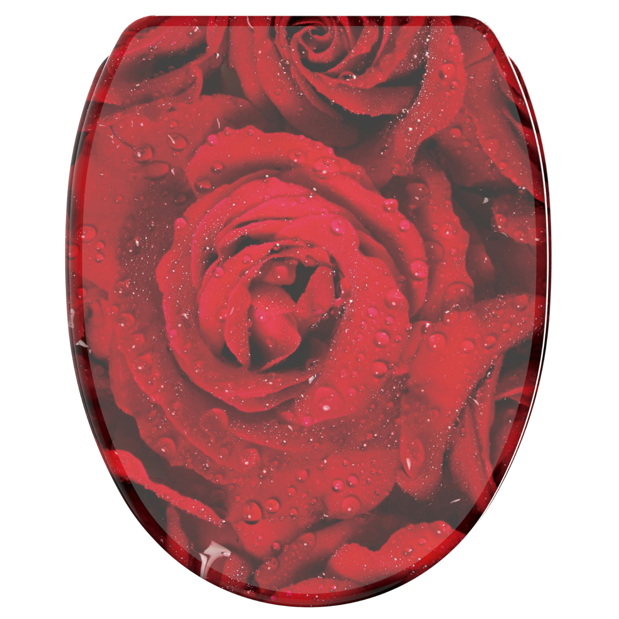 WC-SITZ mit Absenkautomatik & Top Fix Rosen - Rot, Holzwerkstoff (37.7/5.5/48cm) - Sanilo