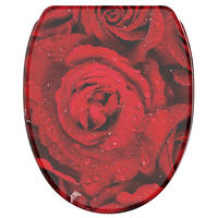 WC-SITZ mit Absenkautomatik & Top Fix Rosen - Rot, Holzwerkstoff (37.7/5.5/48cm) - Sanilo
