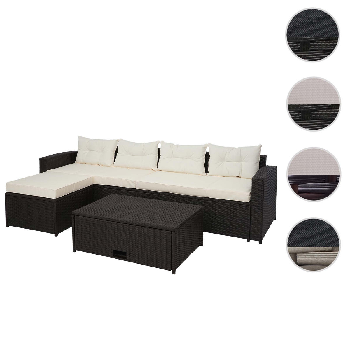 POLY-RATTAN GARNITUR Braun, Beige - Beige/Braun, Kunststoff - MCW
