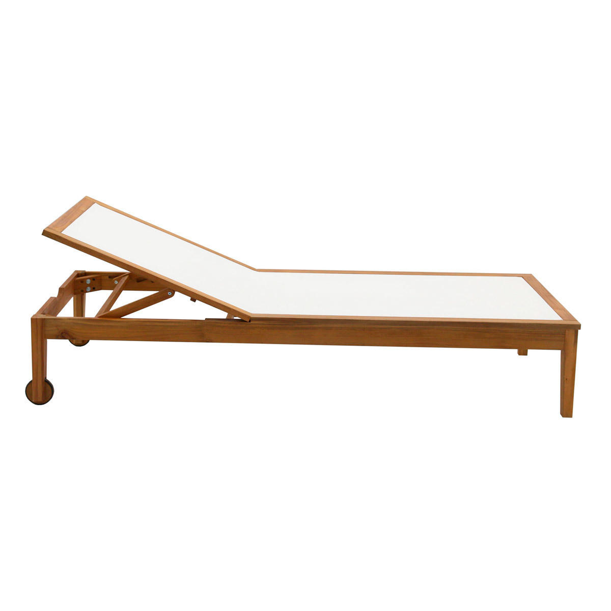 SONNENLIEGE Weiß Massivholz 2er-Set NAVEEN - Weiß, Textil (75/100/195cm) - Miliboo