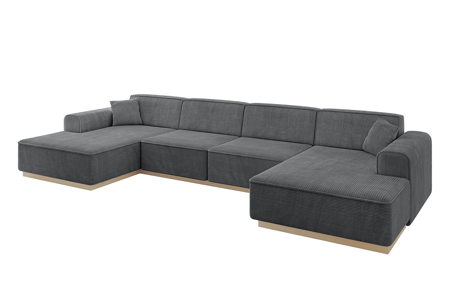 WOHNLANDSCHAFT IREA-U2 - 388x171x83 cm Duneklgrau - Dunkelgrau/Anthrazit, Holzwerkstoff/Textil (388/83/171cm) - ALTDECOR