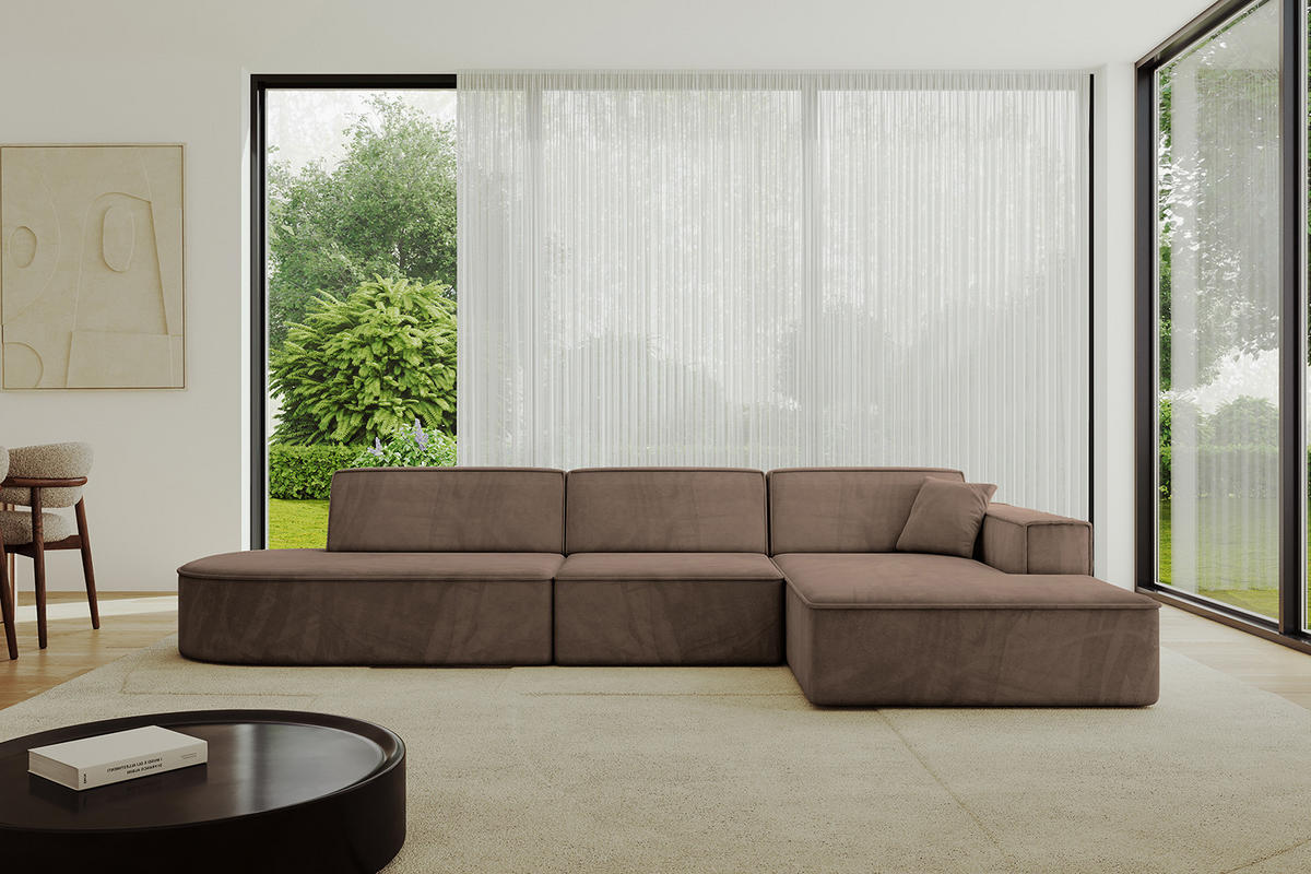 ECKSOFA Ottomane Rechts IREA-L2-v4 - 327x165x77 cm Braun - Braun, Holzwerkstoff/Textil (327/165cm) - ALTDECOR