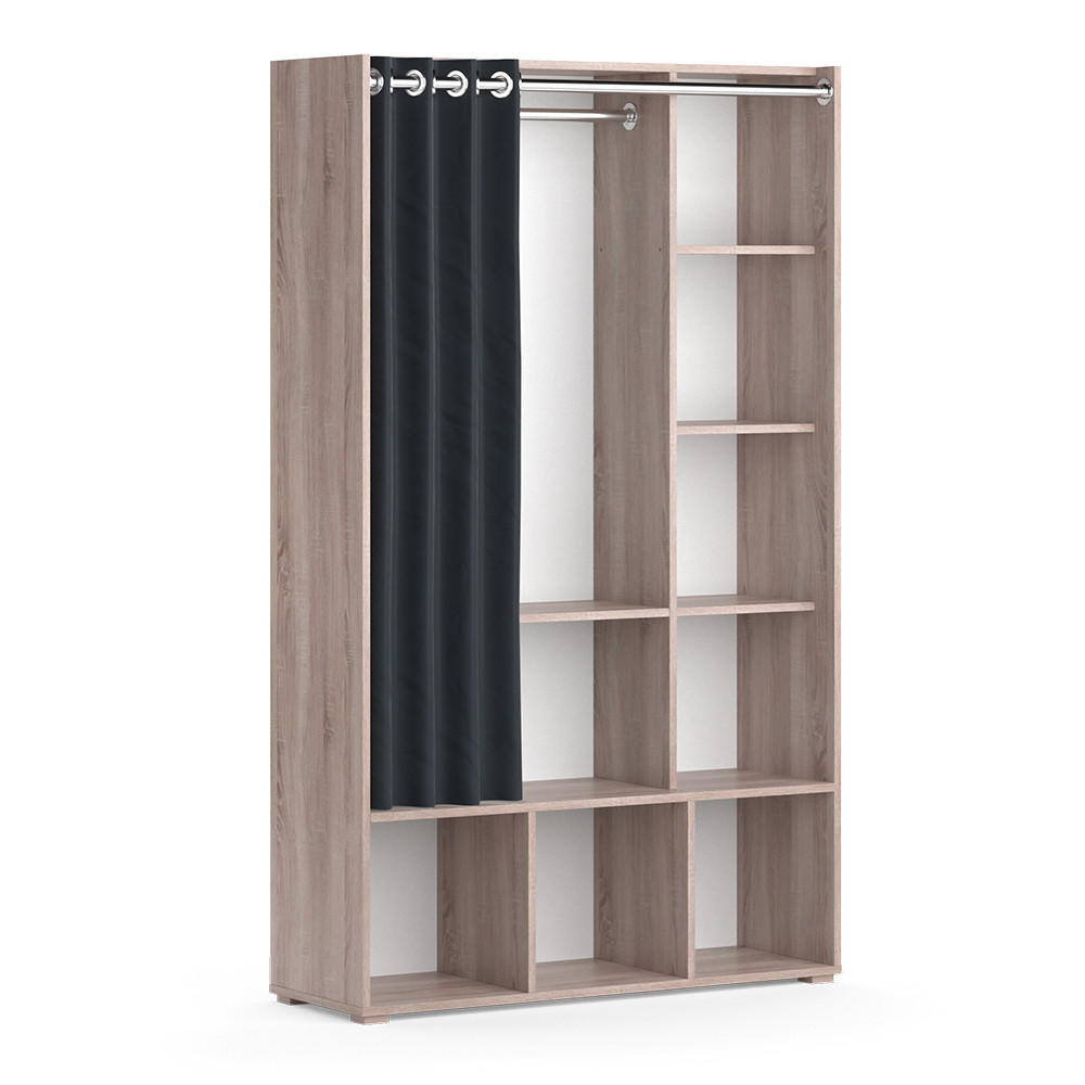 KINDERKLEIDERSCHRANK Luigi Sonoma 105.8 x 178.1 cm mit Vorhang-Kleiderstange - Sonoma Eiche, Holzwerkstoff (105.8/178.1/38cm) - Vicco