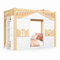 ETAGENBETT 90x200 cm in Weiß mit Fenster und beidseitig montierbarer Leiter - Weiß, Holz (90/200cm) - IVMEU