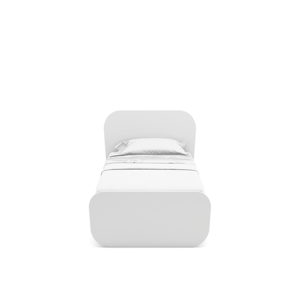 BETT 90x190 cm mit abgerundeten Formen 106,5/195,4/90 cm - Weiß, Holz (190/90cm) - Calicosy